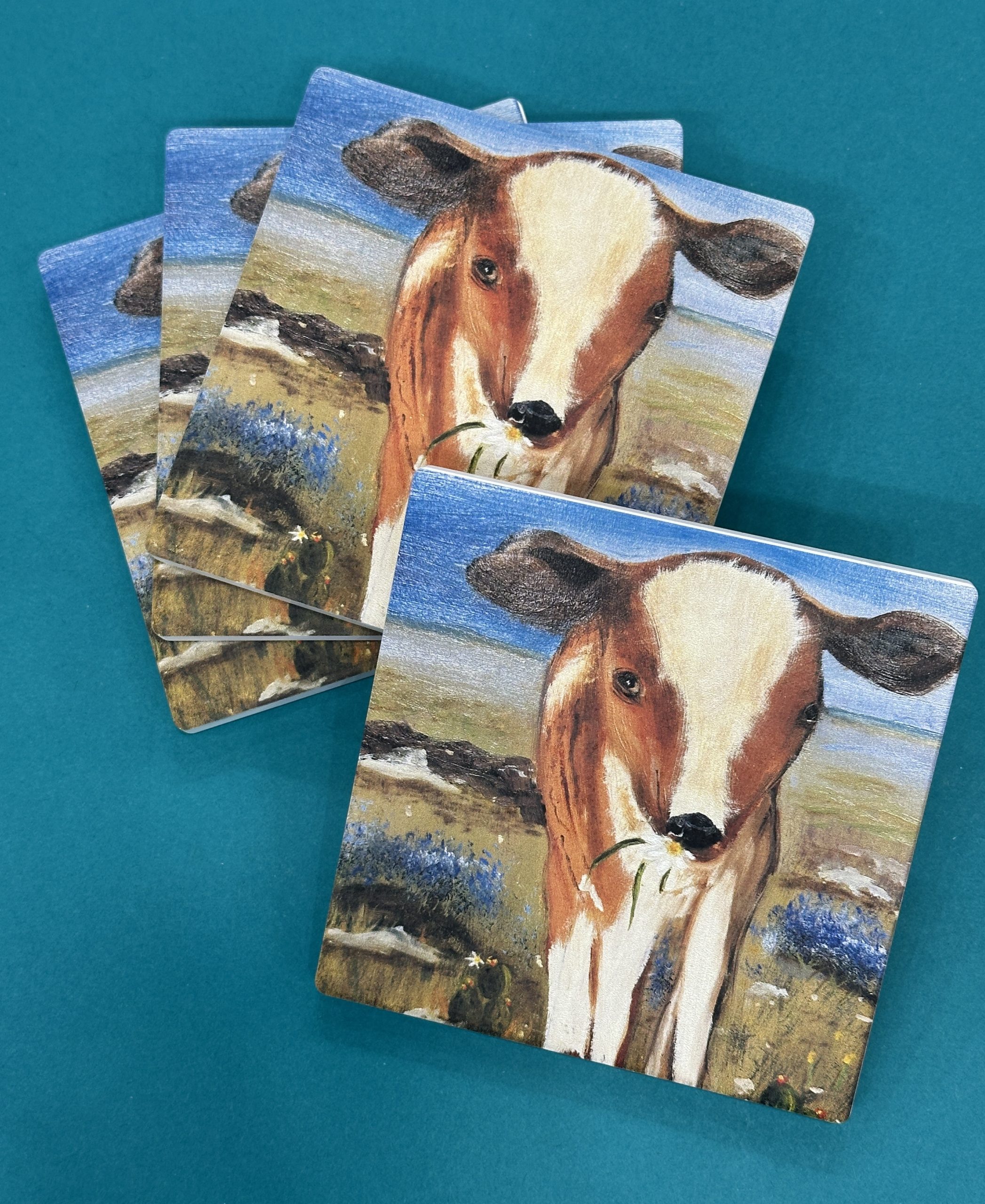 Set of 4 baby calf coasters
