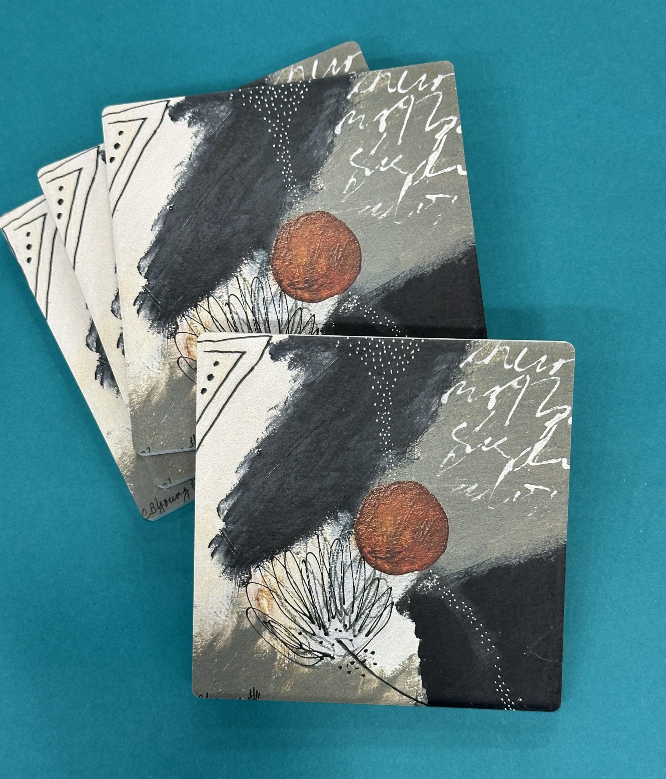 Set of 4 abstract coasters